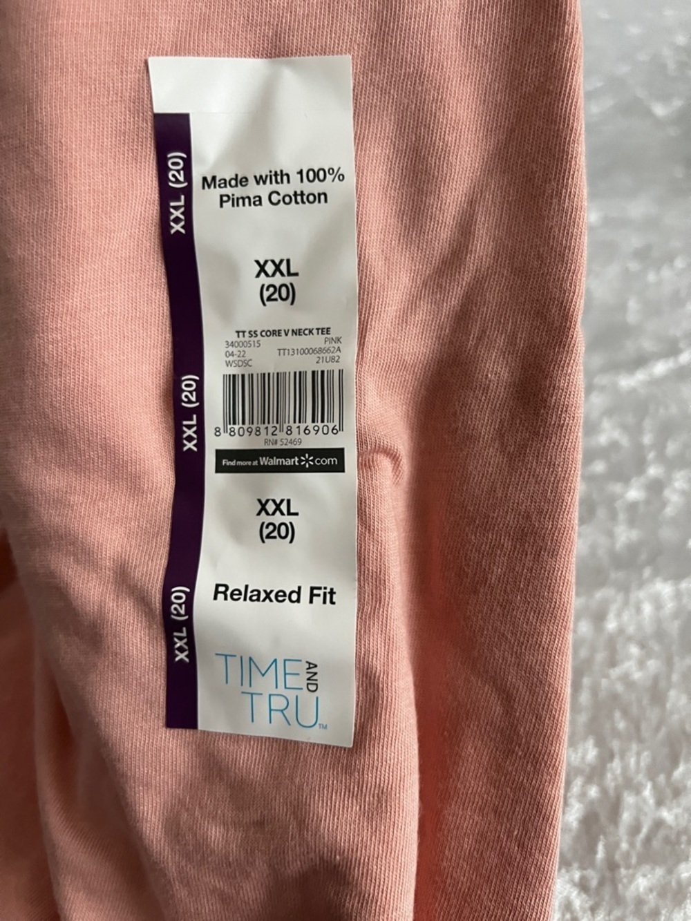Lot of 3 T-Shirt Pima Cotton V-Neck Size XXLarge (20) Relaxed White /Black/Pink - Picture 7 of 8